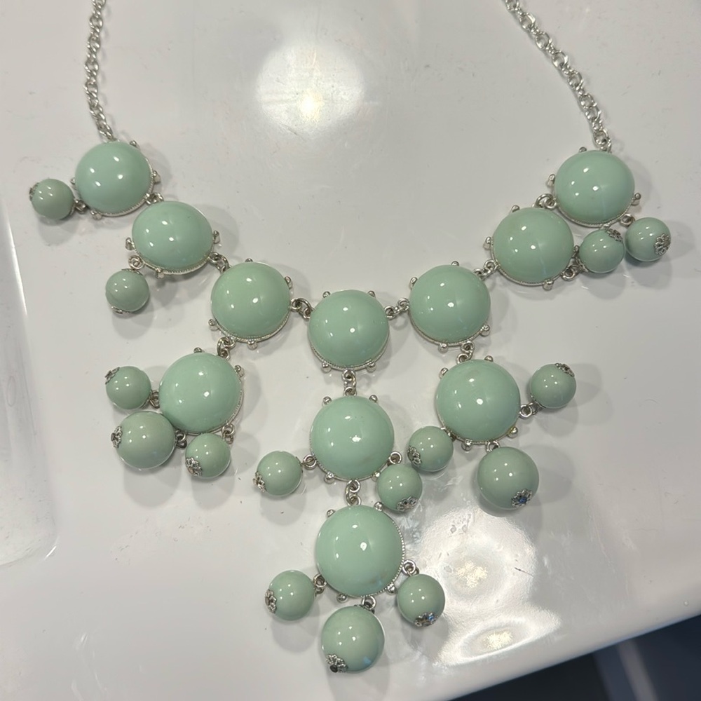 Mint green bubble statement necklace